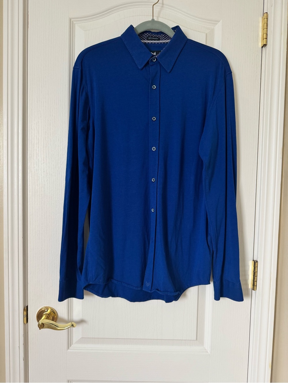 Buttercloth Blue Long Sleeve Button Front Shirt Mens Large Soft Stretch